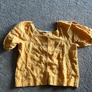 Everlane yellow linen top NWOT puffed sleeves